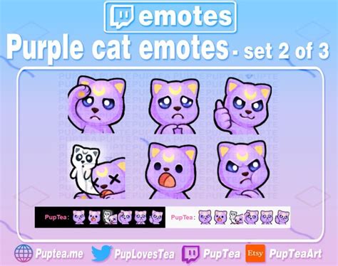 6x Cute Purple Cat Emotes Sailor Moon Diana Emotes Pack For Etsy