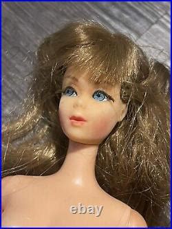 Stunning Vintage Mattel Tnt Barbie Doll Brown Hair Brunette Rooted Eyelash Japan Vintage Japan