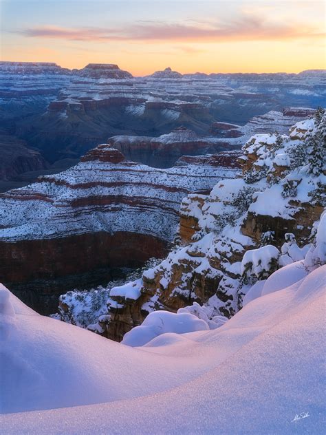 Photo of a snowy winter sunrise at the Grand Canyon. | Fine Art ...