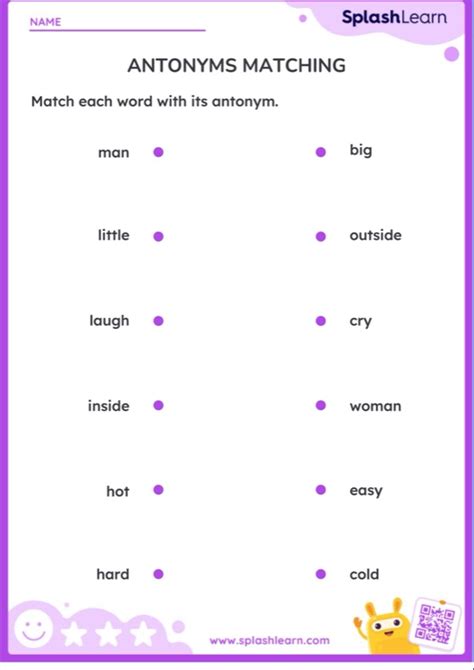 Printable Synonyms And Antonyms Worksheets Splashlearn