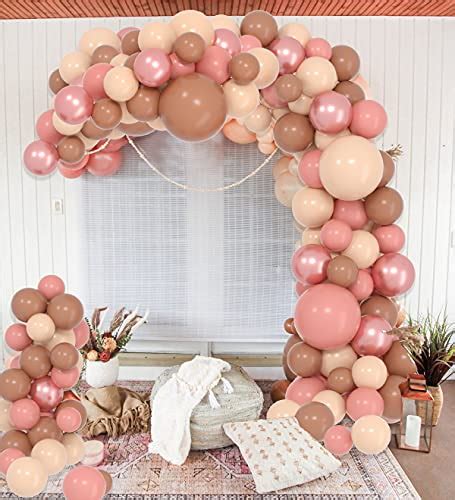 Boho Balloon Garland Kit Inch Dusty Pink Nude Light Brown Rose Gold Balloons For Baby