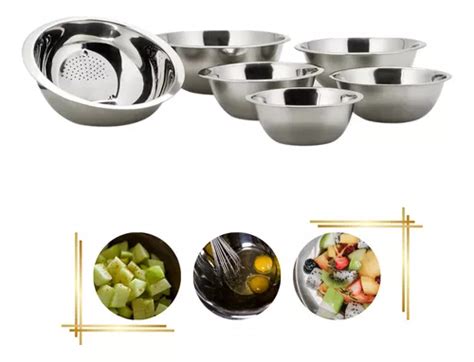 Conjunto 6 Potes Bowl Em Aço Inox Tigela Multiuso Cozinha Frete grátis