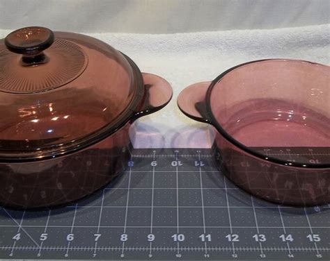 Vintage Vision Ware Pink Cranberry Glass Cookware Set By Corning Pyrex