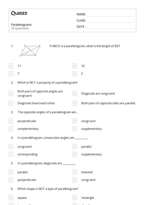 50 Area Of Rectangles And Parallelograms Worksheets For 9th Grade On Quizizz Free And Printable