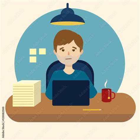 Boring office work cartoon vector illustration Stock Vector | Adobe Stock