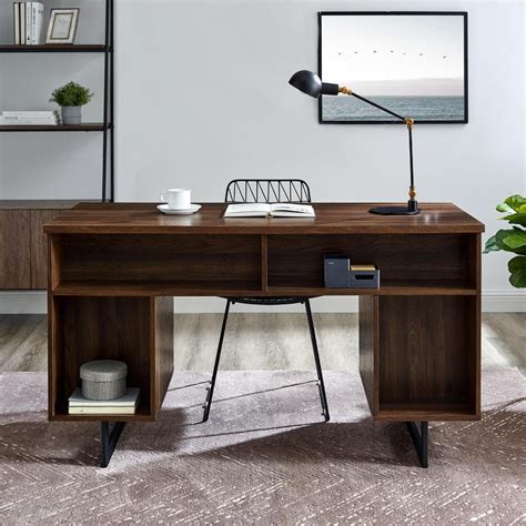 Welwick Designs In Rectangular Dark Walnut Wood And Metal Drawer