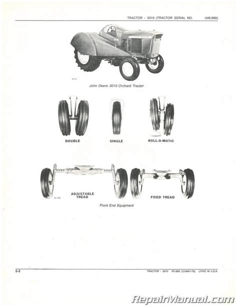 Used John Deere 3010 Tractor Parts Manual