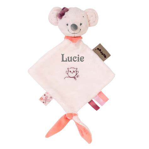 Mini Doudou Nattou Valentine souris brodé avec prénom