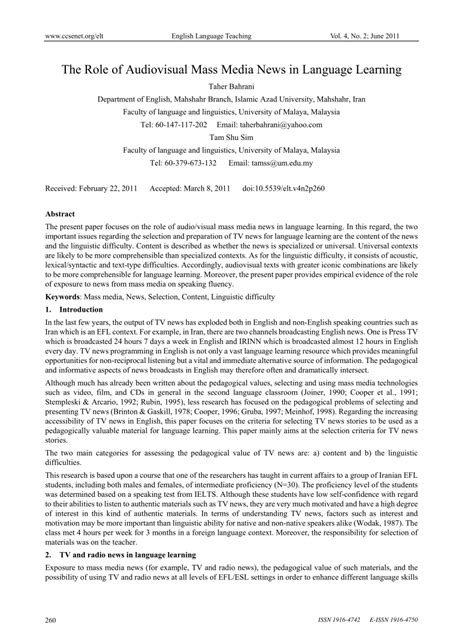 Pdf The Role Of Audiovisual Mass Media News In Language Learning