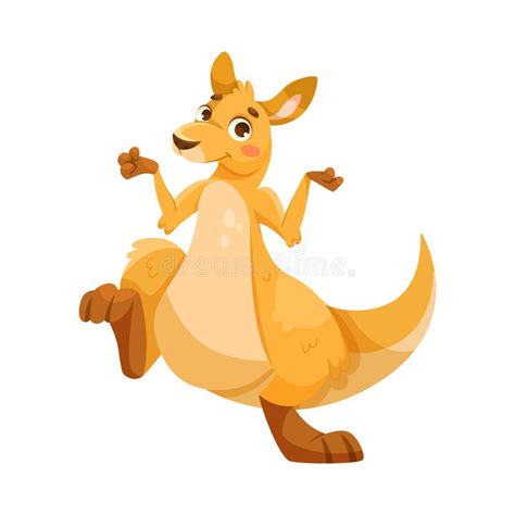 Cheerful Kangaroo Character And Australian Marsupial Animal Vector