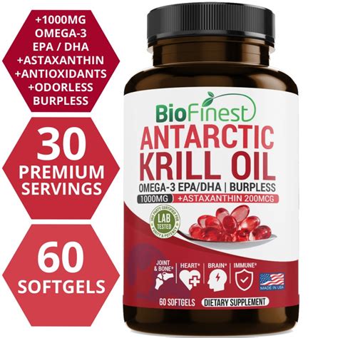 Antarctic Krill Oil Supplement Double Strength 1000mg With Omega 3