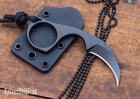 Bastinelli Knives Diagnostic Black Pvd N690co Karambit Neck Knife