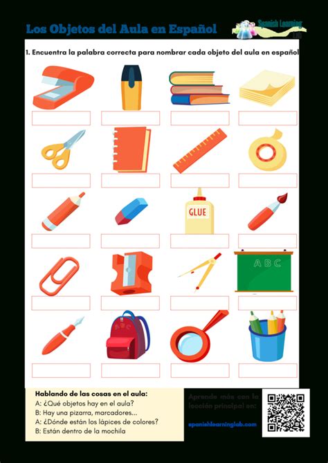 Classroom Objects In Spanish Pdf Worksheet Spanishlearninglab — Db