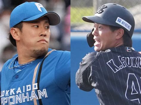 日本ハム・西村天裕投手（左）とロッテ・福田光輝内野手 ― スポニチ Sponichi Annex 野球