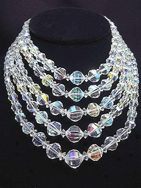 Vintage Laguna Crystal Necklace 5 Strands Graduated Aurora Etsy