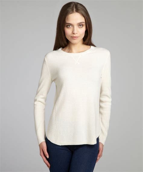 360 Sweater Womens Ivory Baseball Style Cashmere Sweater Sweaters For Women Cashmere Fashion