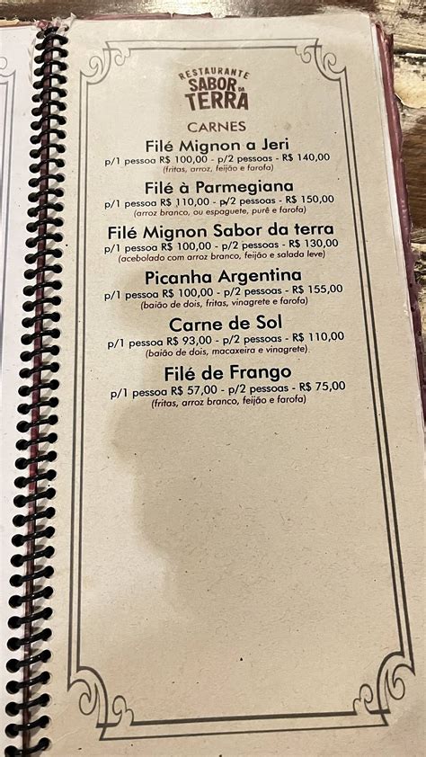 Menu Em Restaurante Sabor Da Terra Vila De Jericoacoara