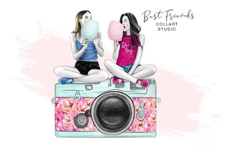 Best Friends Clipart, Camera Clip Art Graphic by collartstudio ...