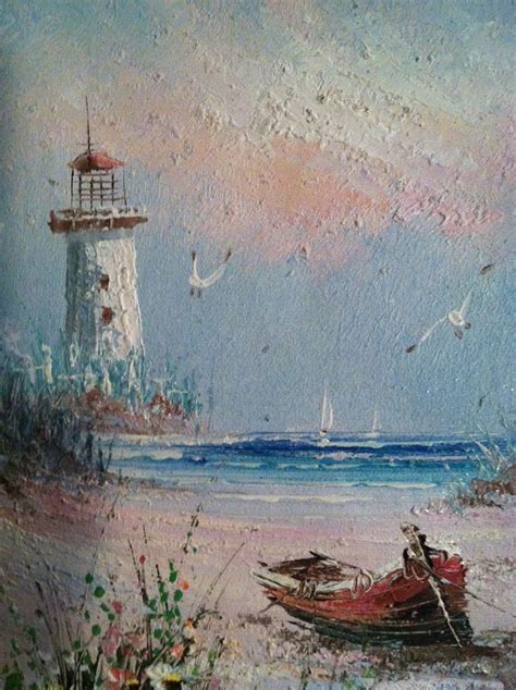 Original J. Snider Signed & Framed Oil Beautiful Lighthouse Beach Priced 2 Sell | Art paintings ...