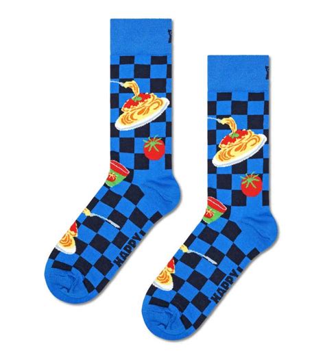 Funny Pasta Socks Blue Dinner Crew Novelty Stockings Happy Socks Us