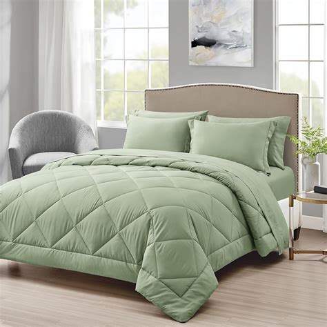 Love S Cabin Queen Comforter Set Sage 7 Pieces Queen Bed In A Bag All Season Queen