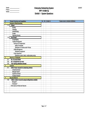 Fillable Online Www3 Mdanderson RFP Exhibit 1 Software Features