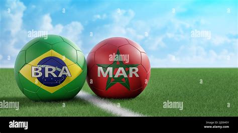 Brazil Vs Morocco Soccer Match Leather Balls In Brazil And Morocco