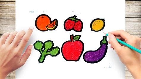 How To Draw Fruits And Vegetables Step By Step Easy Youtube