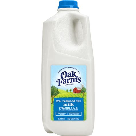 2 Reduced Fat Milk Plastic Half Gallon Oak Farms® Dairy