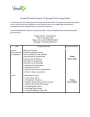 Earth Science CP Spring 2021 Pacing Guide Pdf VirtualSC Earth Science