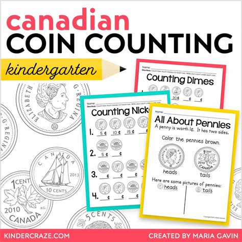 Canadian Coin Counting Worksheets Kinder Craze