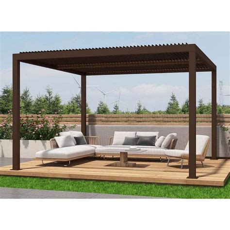 Purple Leaf Ft X Ft Bronze Aluminum Outdoor Louvered Pergola