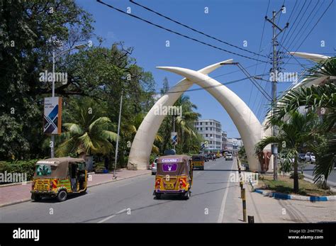 Large Aluminium Elephant Tusks Pembe Za Ndovu Form An Arch Over Moi