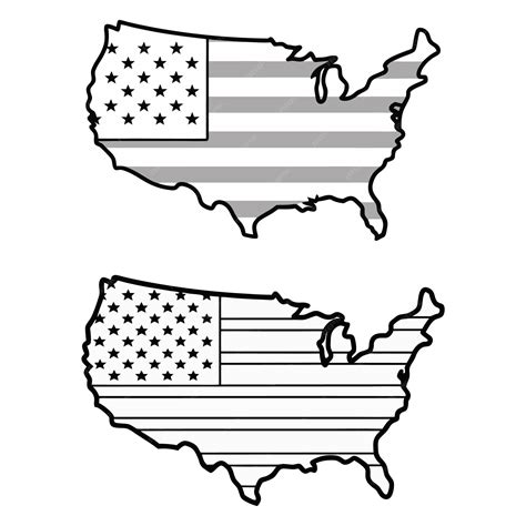 Premium Vector | A black and white drawing of a map with the american flag