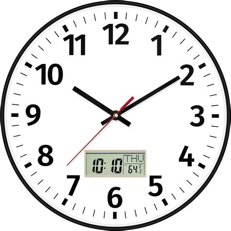 Foxtop Digital Wall Clock With Time Day Of Week And Temperature Silent Non Ticking