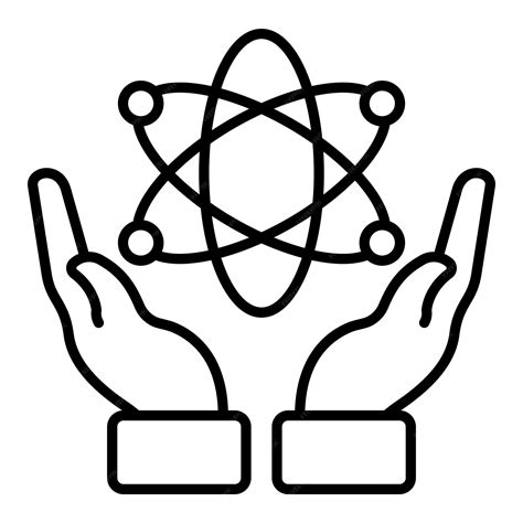 Premium Vector | A black and white image of hands holding a symbol of the atom