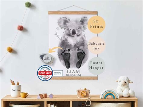 Baby Geschenk Personalisiert Fußabdruck Set Wandbild Baby