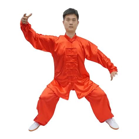 Women Men Imitation Silk Kung Fu Uniforms Martial Arts Tai Chi Long