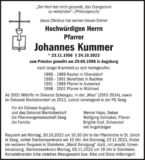 Traueranzeigen Von Johannes Kummer Schwaebische De Trauerportal