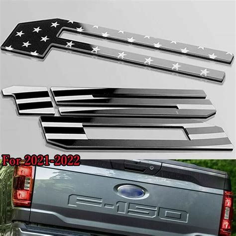 Black US Flag Tailgate Insert Emblem Letter For 2021 2023 F150 Model