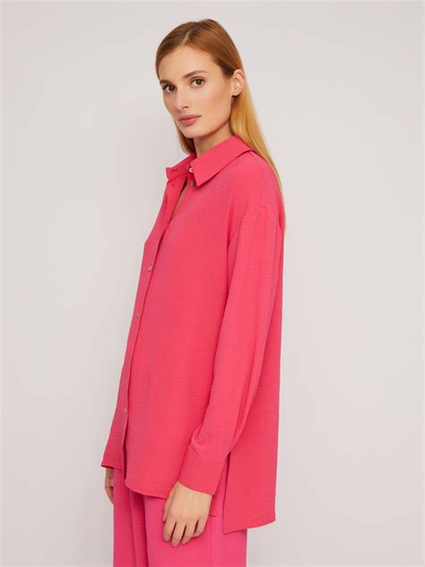 Рубашка оверсайз с длинным рукавом 024241162033, цвет Фуксия, артикул ...