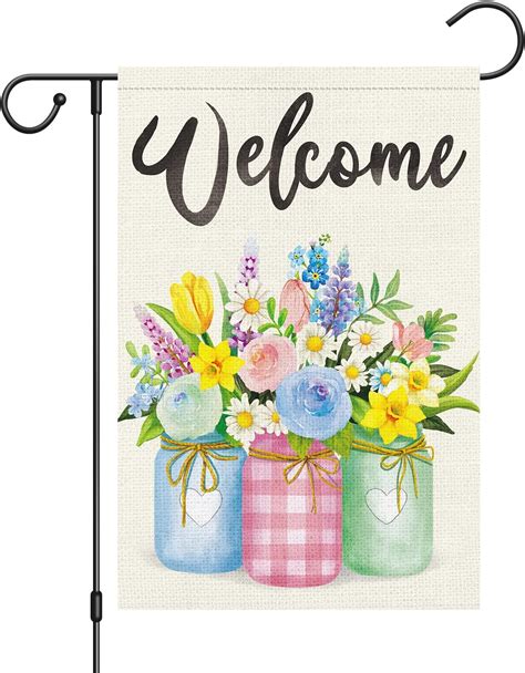 Amazon Welcome Spring Floral Garden Flag 12x18 Double Sided