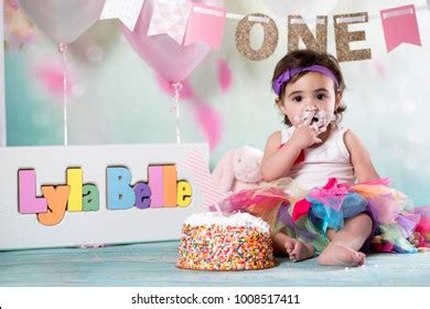 Baby Girl Cake Smash Stock Photo 1008517411 | Shutterstock