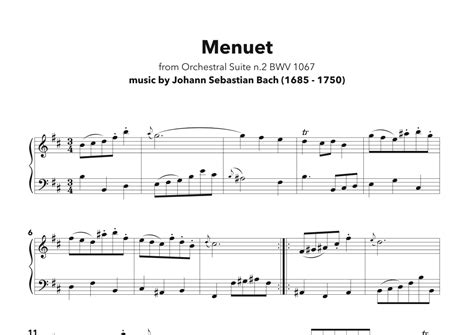 Menuet Orchestral Suite N 2 BWV 1067 Arr A Digital Music Sheet