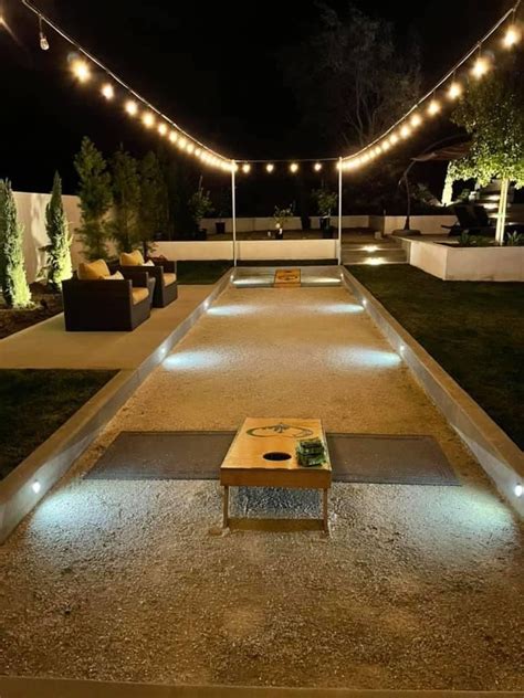 Backyard Cornhole Setup Backyard Area Outdoor Backyard Backyard Getaway