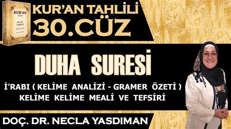 DUHA SÛRESİ Kelime Meali İ râbı ve Tefsiri Necla Yasdıman Kur an