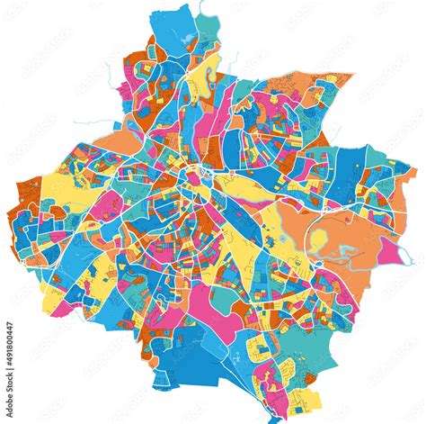 Derby, England colorful high resolution art map Stock Vector | Adobe Stock