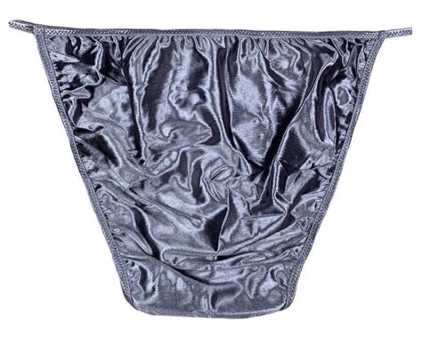 Satin String Bikini Panty Second Skin Satin Silver XL Gem