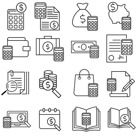 Budget Icon Vector Set Bookkeeping Illustration Sign Collection