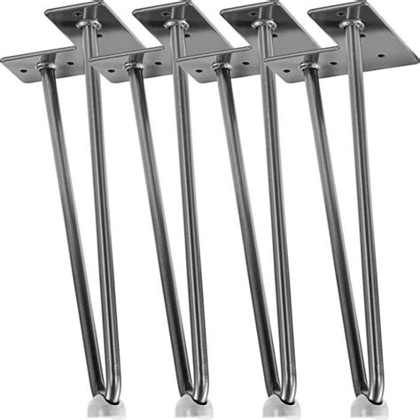 Set De 4 Pieds De Meuble Hairpin Legs Avec Deux Tiges 10 À 70 Cm Noir